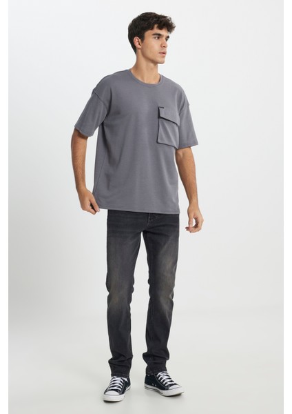 Loose Fit Rahat Kesim Bisiklet Yaka Lacivert Tişört fiyatları