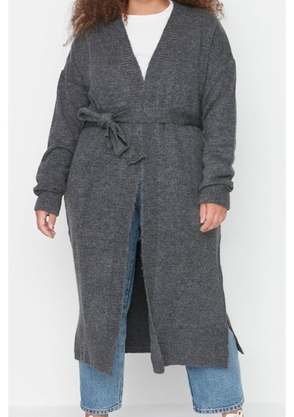 Kadın Büyük Beden Moda Şık Uzun V Yaka Uzun Kol Düz Oversize Triko Hırka modelleri