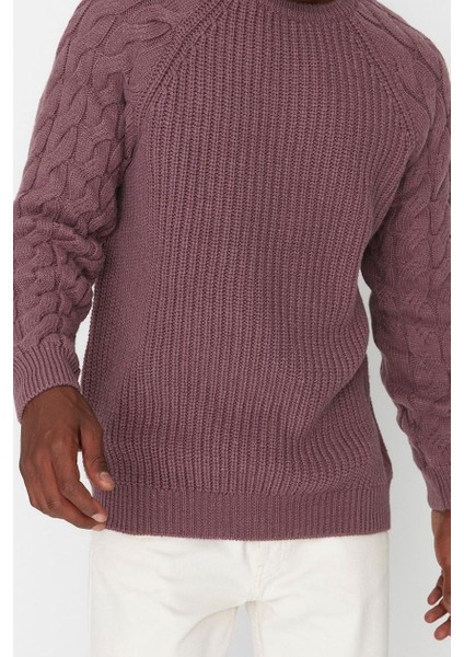 Erkek Moda Şık Regular Bisiklet Yaka Uzun Kol Saç Örgü Gül Unisex Regular Fit Detaylı Triko Kazak fiyatları