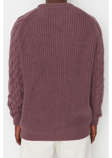 Erkek Moda Şık Regular Bisiklet Yaka Uzun Kol Saç Örgü Gül Unisex Regular Fit Detaylı Triko Kazak indirimleri