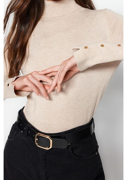 Kadın Moda Şık Regular Balıkçı Yaka Uzun Kol Düz Premium Iplik Özel Iplik Basic Triko Kazak