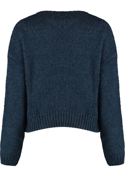 Kadın Moda Şık Regular Bisiklet Yaka Uzun Kol Düz Geniş Kalıp Yumuşak Dokulu Basic Triko Kazak