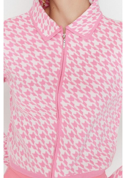 Kadın Moda Şık Crop Polo Yaka Uzun Kol Kazayağı Crop Yaka Detaylı Triko Hırka modelleri