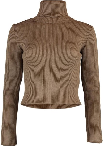 Kadın Moda Şık Regular Balıkçı Yaka Uzun Kol Düz Basic Balıkçı Yaka Triko Kazak