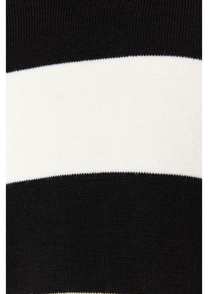 Kadın Moda Şık Crop Polo Yaka Truvakar Kol Kol Çizgili Crop Polo Yaka Basic Triko Kazak indirimleri