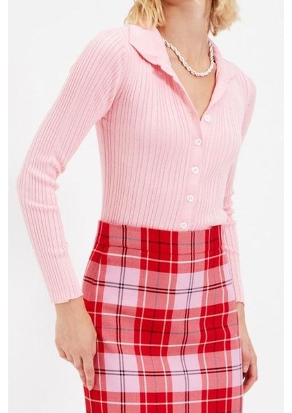 Kadın Moda Şık Regular Polo Yaka Slim Fitilli Polo Yaka Triko Hırka fırsatları