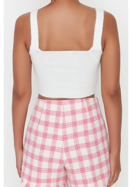 Kadın Moda Şık Crop Bisiklet Yaka Slim Crop Yumuşak Dokulu Bluz-Hırka Triko Takım fırsatları