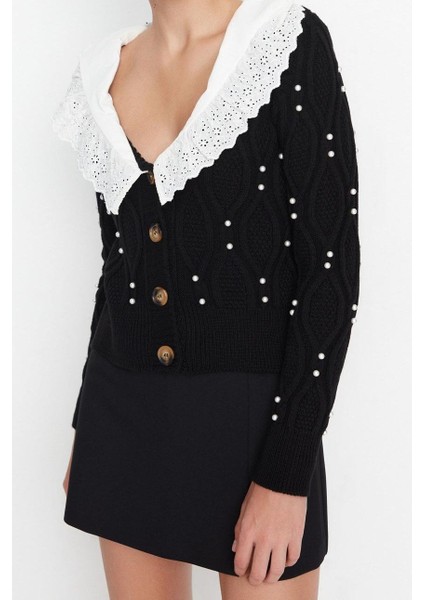 Kadın Moda Şık Regular Bebe Yaka Regular Gömlek Garni Yaka Detaylı Triko Hırka modelleri