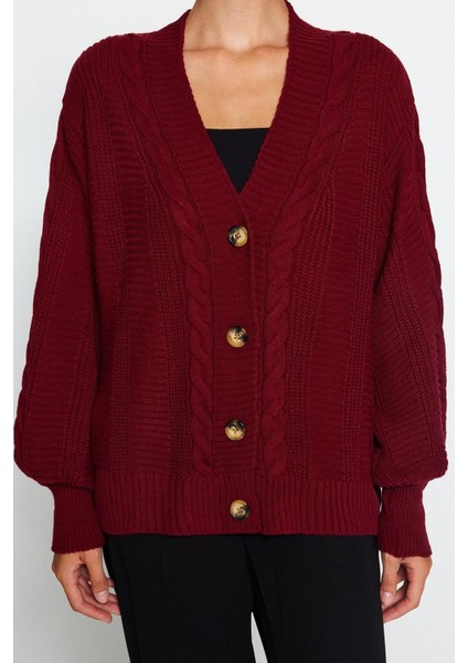Kadın Moda Şık Regular V Yaka Oversize Geniş Kalıp Triko Hırka