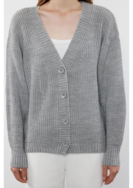 Kadın Moda Şık Regular V Yaka Regular Basic V Yaka Triko Hırka