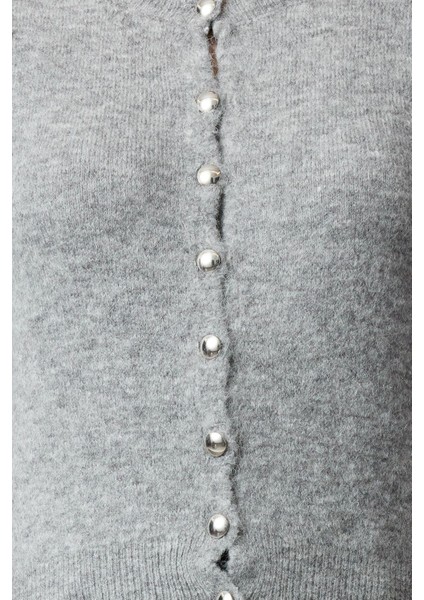 Kadın Moda Şık Crop Bisiklet Yaka Regular Crop Pamuklu Yünlü Triko Hırka fırsatları