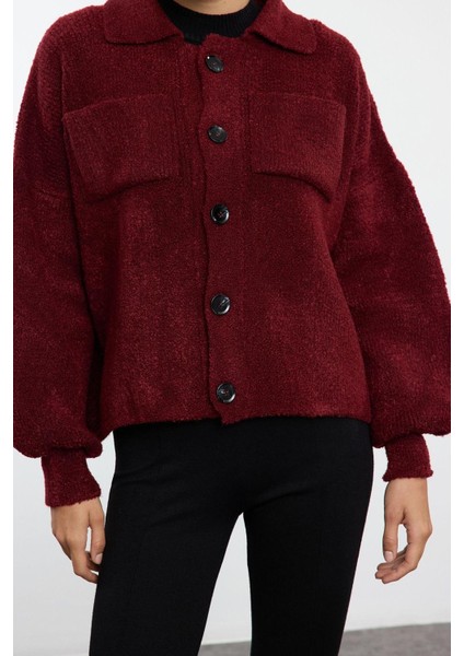 Kadın Moda Şık Regular Polo Yaka Regular Yumuşak Dokulu Mont Görünümlü Triko Hırka modelleri