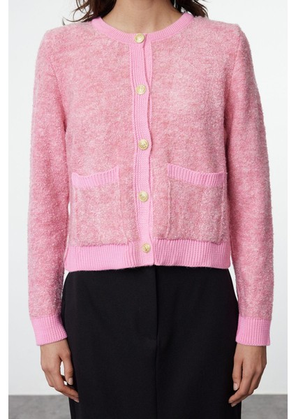 Kadın Moda Şık Crop Bisiklet Yaka Regular Crop Yumuşak Dokulu Bluz-Hırka Takım Triko Hırka