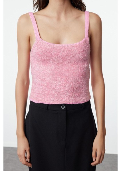 Kadın Moda Şık Crop Bisiklet Yaka Regular Crop Yumuşak Dokulu Bluz-Hırka Takım Triko Hırka