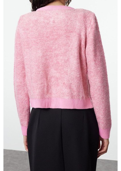 Kadın Moda Şık Crop Bisiklet Yaka Regular Crop Yumuşak Dokulu Bluz-Hırka Takım Triko Hırka