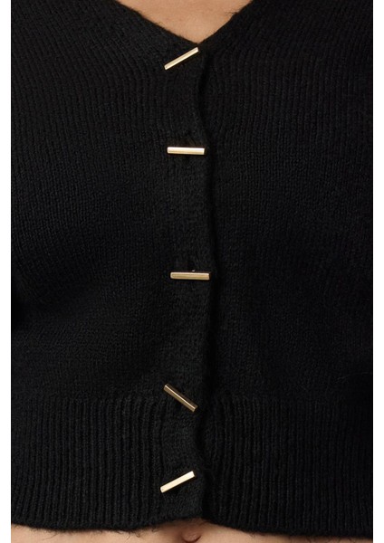 Kadın Moda Şık Crop V Yaka Slim V Yaka Crop Triko Hırka fırsatları