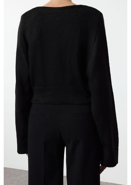 Kadın Moda Şık Crop V Yaka Slim V Yaka Crop Triko Hırka indirimleri