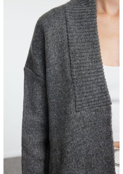 Kadın Moda Şık Midi Şal Yaka Oversize Geniş Kalıp Yumuşak Dokulu Triko Hırka fırsatları