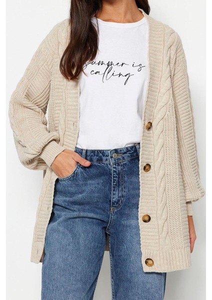 Kadın Moda Şık Tesettür Regular V Yaka Regular Saç Örgülü Bol Kesim Triko Hırka fiyatları