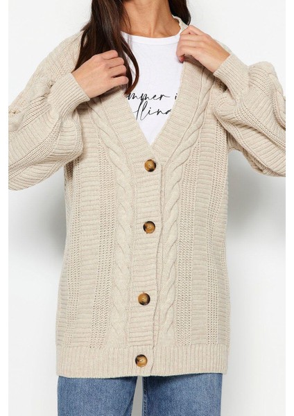 Kadın Moda Şık Tesettür Regular V Yaka Regular Saç Örgülü Bol Kesim Triko Hırka fırsatları