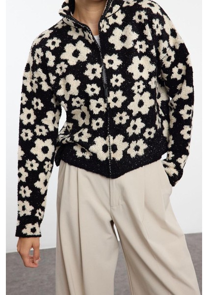 Kadın Moda Şık Regular Dik Yaka Slim Buklet Ceket Görünümlü Triko Hırka fiyatları