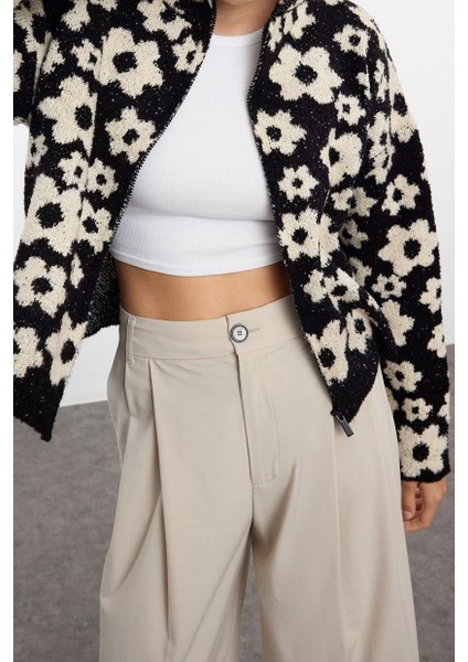 Kadın Moda Şık Regular Dik Yaka Slim Buklet Ceket Görünümlü Triko Hırka modelleri