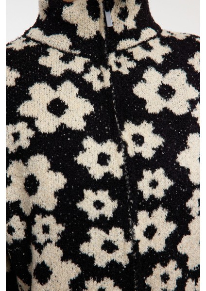 Kadın Moda Şık Regular Dik Yaka Slim Buklet Ceket Görünümlü Triko Hırka fırsatları