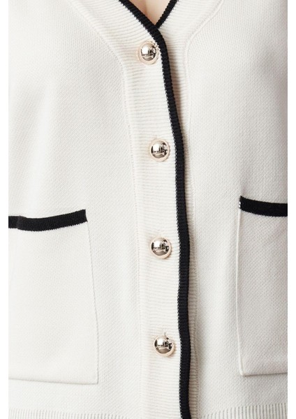 Kadın Moda Şık Regular V Yaka Oversize Geniş Kalıp Renk Bloklu Geniş Kalıp Triko Hırka fırsatları