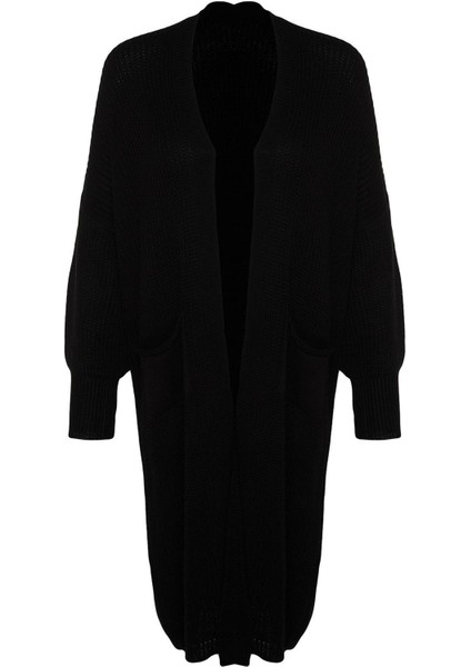 Kadın Moda Şık Uzun V Yaka Regular Maxi Basic Triko Hırka