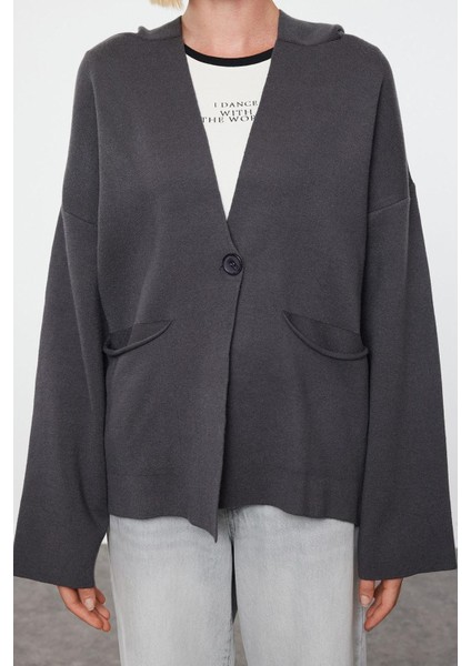 Kadın Moda Şık Midi Kapüşonlu Regular Premium Iplik Triko Hırka fırsatları