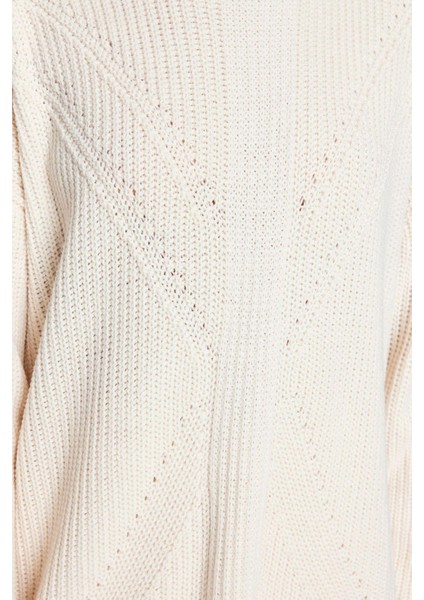 Kadın Modern Tarz Rahat Uzun Bisiklet Yaka Ajurlu Kol Regular Triko Kazak fırsatları