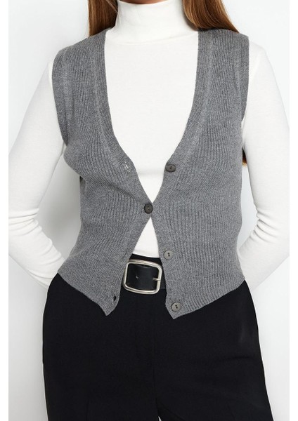 Kadın Modern Tarz Rahat Uzun V Yaka Düz Kol Regular Triko Yelek modelleri