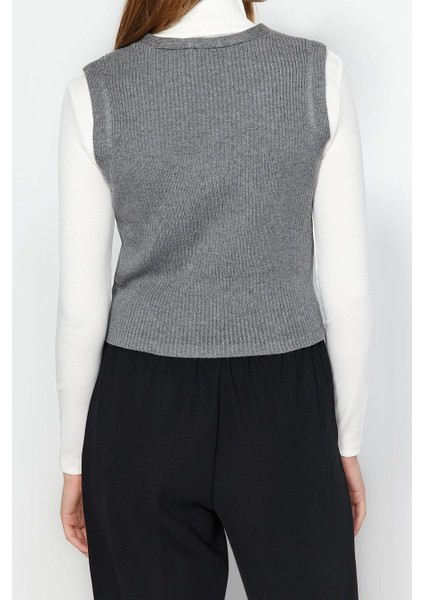 Kadın Modern Tarz Rahat Uzun V Yaka Düz Kol Regular Triko Yelek fırsatları