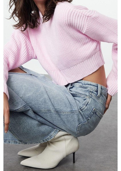 Kadın Modern Tarz Regular Bisiklet Yaka Crop Triko Hırka modelleri