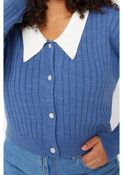 Büyük Beden Kadın Modern Tarz Rahat Uzun Gömlek Yaka Düz Kol Triko Hırka modelleri