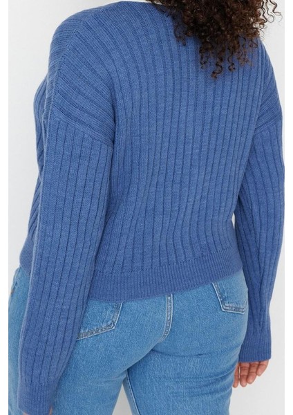 Büyük Beden Kadın Modern Tarz Rahat Uzun Gömlek Yaka Düz Kol Triko Hırka fırsatları