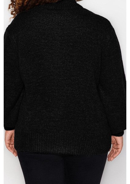 Büyük Beden Kadın Modern Tarz Rahat Uzun Bisiklet Yaka Düz Kol Regular Triko Hırka fırsatları