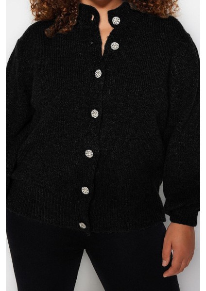 Büyük Beden Kadın Modern Tarz Rahat Uzun Bisiklet Yaka Düz Kol Regular Triko Hırka indirimleri