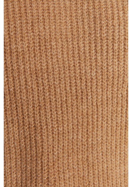 Kadın Modern Tarz Rahat Uzun Bisiklet Yaka Dokulu Kol Regular Triko Kazak indirimleri