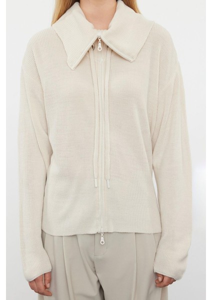 Kadın Modern Tarz Oversize Dik Yaka Triko Hırka indirimleri