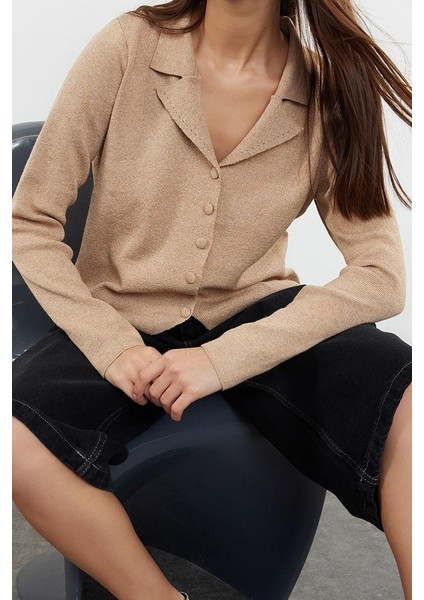 Kadın Modern Tarz Slim Polo Yaka Triko Hırka