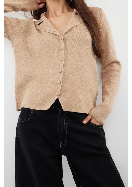 Kadın Modern Tarz Slim Polo Yaka Triko Hırka modelleri