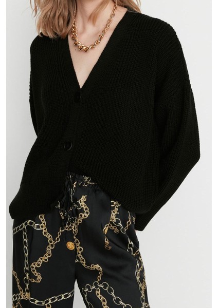 Kadın Modern Tarz Oversize V Yaka Regular Triko Hırka