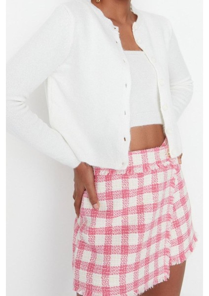 Kadın Modern Tarz Slim Bisiklet Yaka Crop Triko Takım