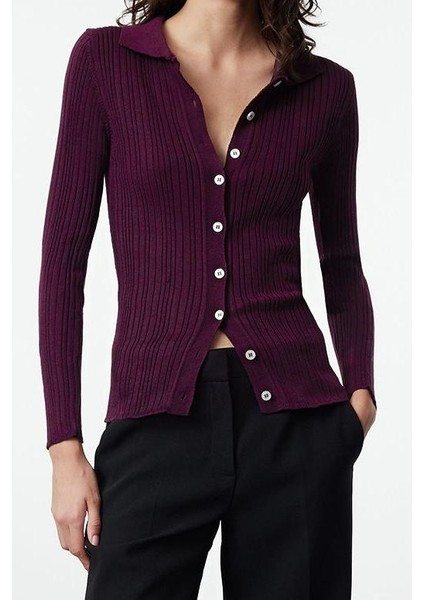 Kadın Modern Tarz Slim Polo Yaka Triko Hırka modelleri