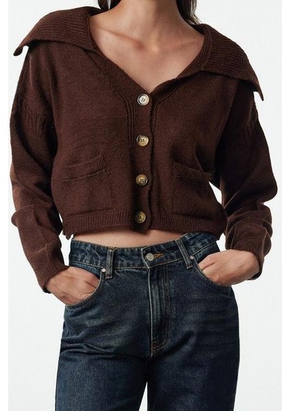 Kadın Modern Tarz Oversize Devrik Yaka Crop Triko Hırka modelleri