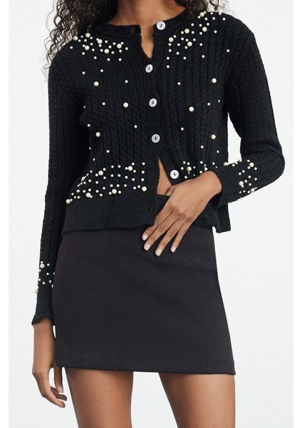 Kadın Modern Tarz Slim Bisiklet Yaka Crop Triko Hırka modelleri