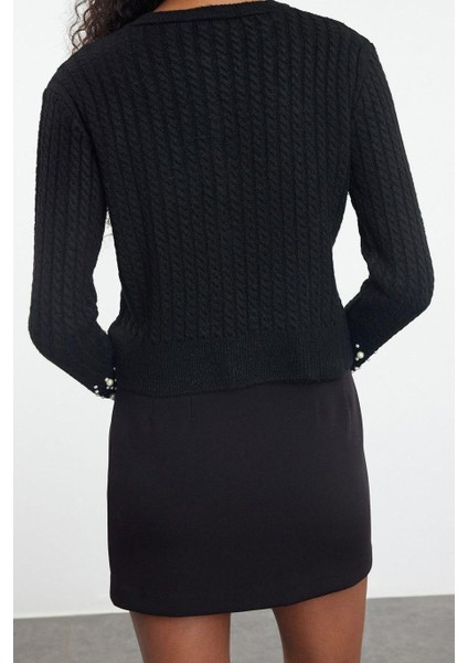 Kadın Modern Tarz Slim Bisiklet Yaka Crop Triko Hırka fırsatları