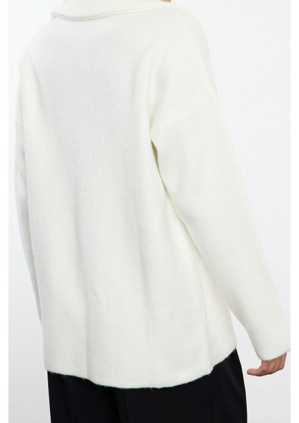 Kadın Modern Tarz Oversize Bisiklet Yaka Triko Hırka fırsatları