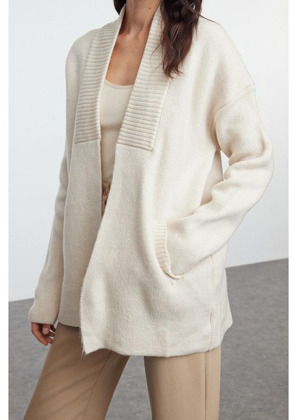 Kadın Modern Tarz Oversize Şal Yaka Midi Triko Hırka modelleri